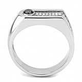 High polished (no plating) Stainless Steel Ring with AAA Grade CZ  in Black Diamond