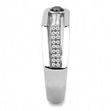 High polished (no plating) Stainless Steel Ring with AAA Grade CZ  in Black Diamond