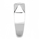 High polished (no plating) Stainless Steel Ring with AAA Grade CZ  in Clear