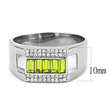 High polished (no plating) Stainless Steel Ring with Top Grade Crystal  in Olivine color