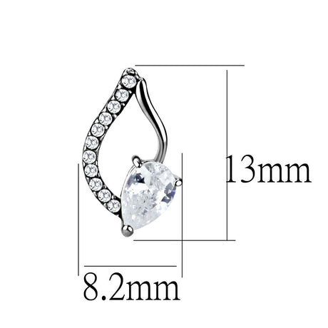 High polished (no plating) Stainless Steel Earrings with AAA Grade CZ  in Clear