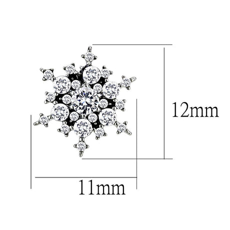 High polished (no plating) Stainless Steel Earrings with AAA Grade CZ  in Clear