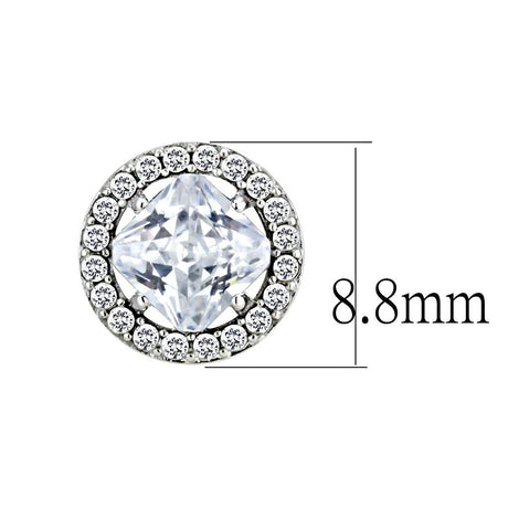 High polished (no plating) Stainless Steel Earrings with AAA Grade CZ  in Clear