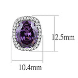 High polished (no plating) Stainless Steel Earrings with AAA Grade CZ  in Amethyst