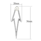 High polished (no plating) Stainless Steel Earrings with Synthetic  in White