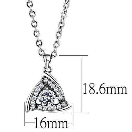 High polished (no plating) Stainless Steel Chain Pendant with AAA Grade CZ  in Clear
