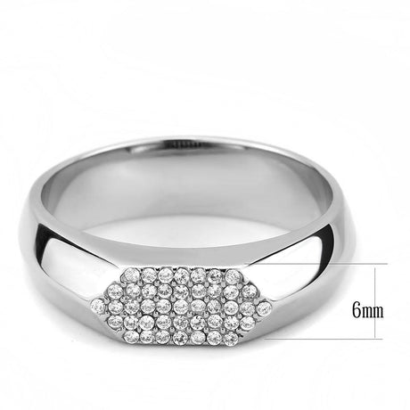No Plating Stainless Steel Ring with AAA Grade CZ  in Clear