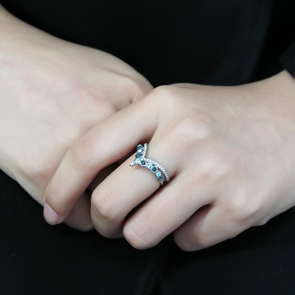 No Plating Stainless Steel Ring with Top Grade Crystal  in Multi Color