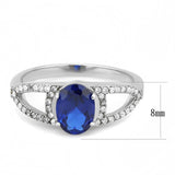 No Plating Stainless Steel Ring with Synthetic Spinel in London Blue