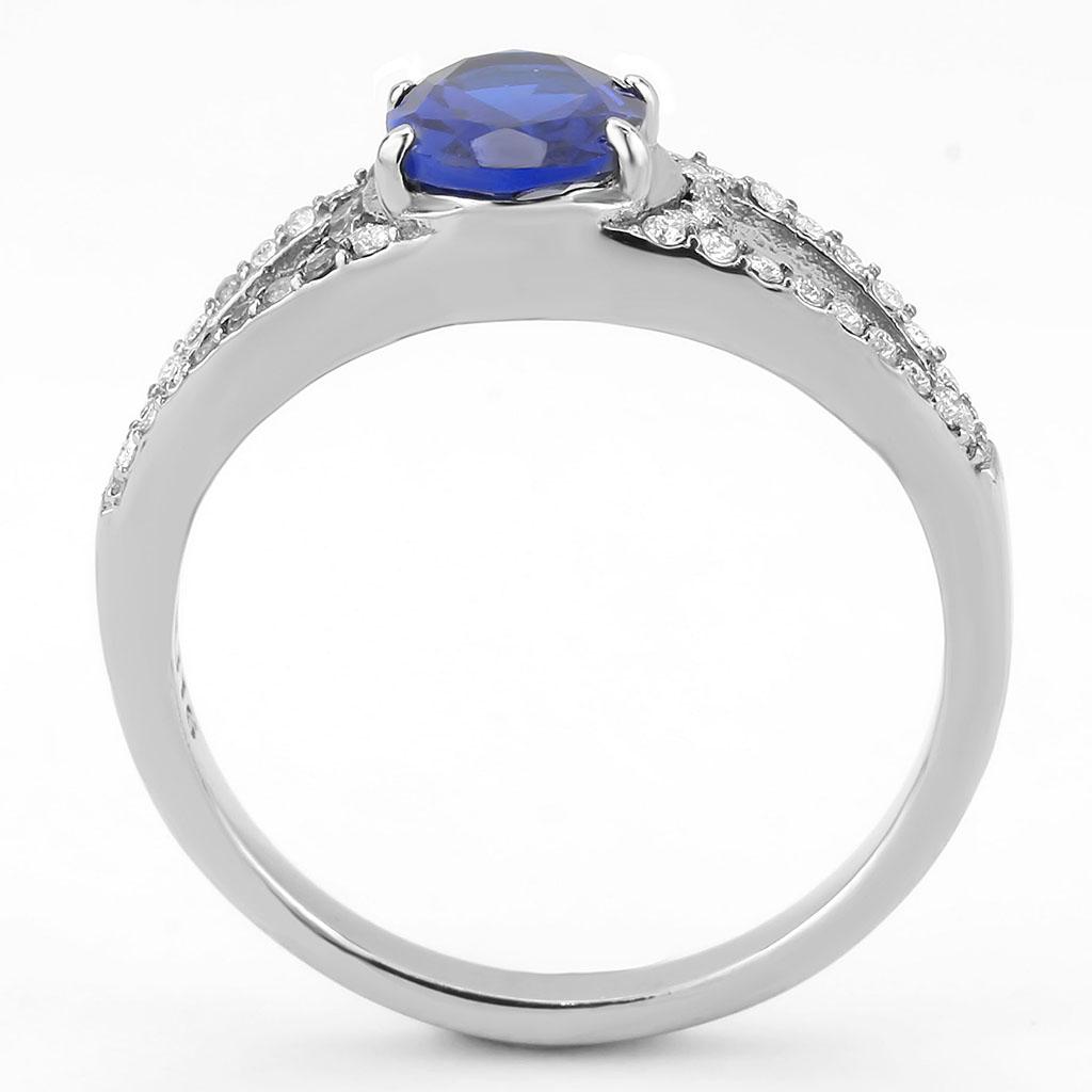 No Plating Stainless Steel Ring with Synthetic Spinel in London Blue
