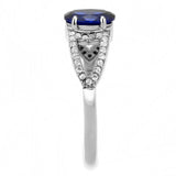 No Plating Stainless Steel Ring with Synthetic Spinel in London Blue