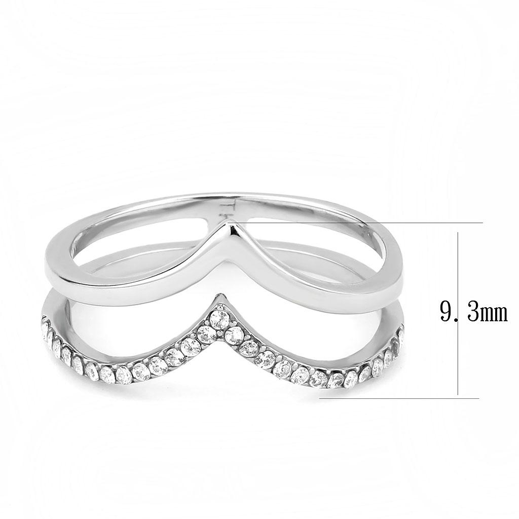 No Plating Stainless Steel Ring with AAA Grade CZ  in Clear