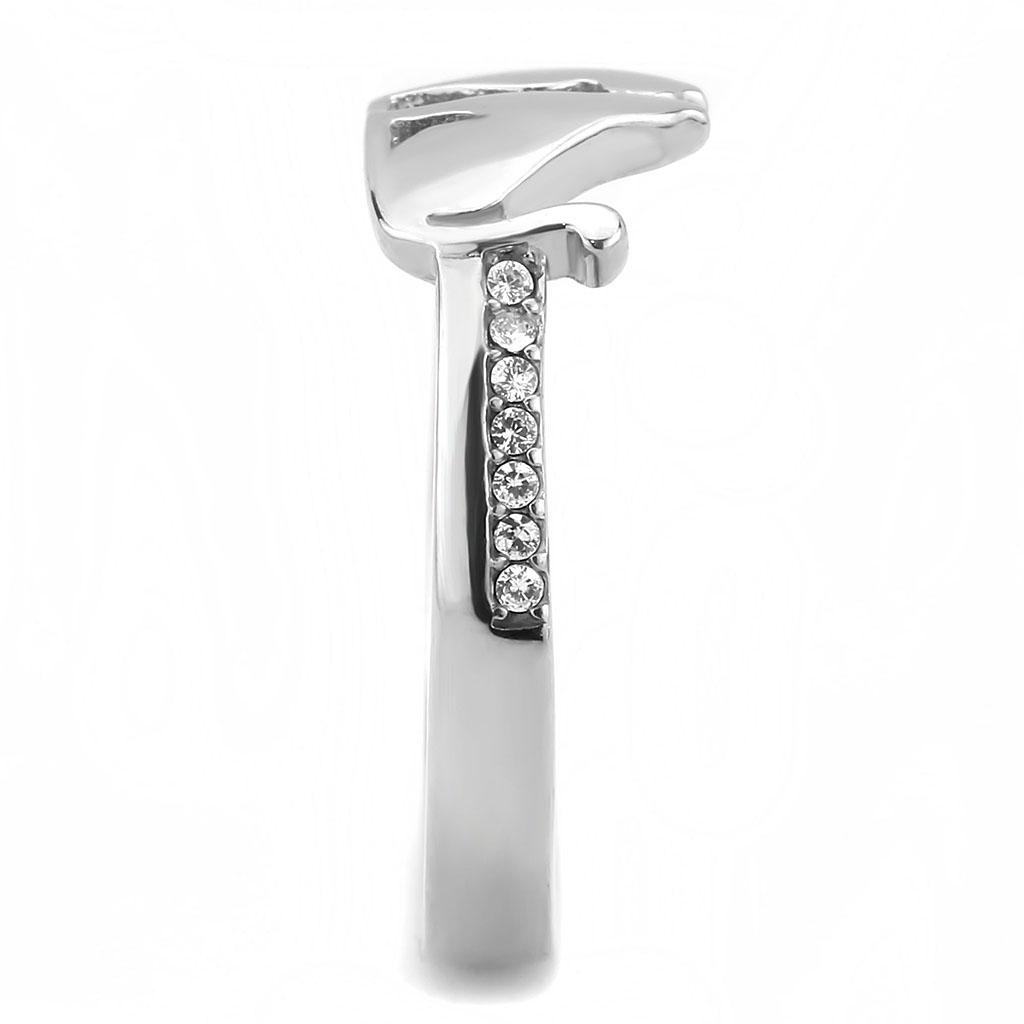 No Plating Stainless Steel Ring with AAA Grade CZ  in Clear