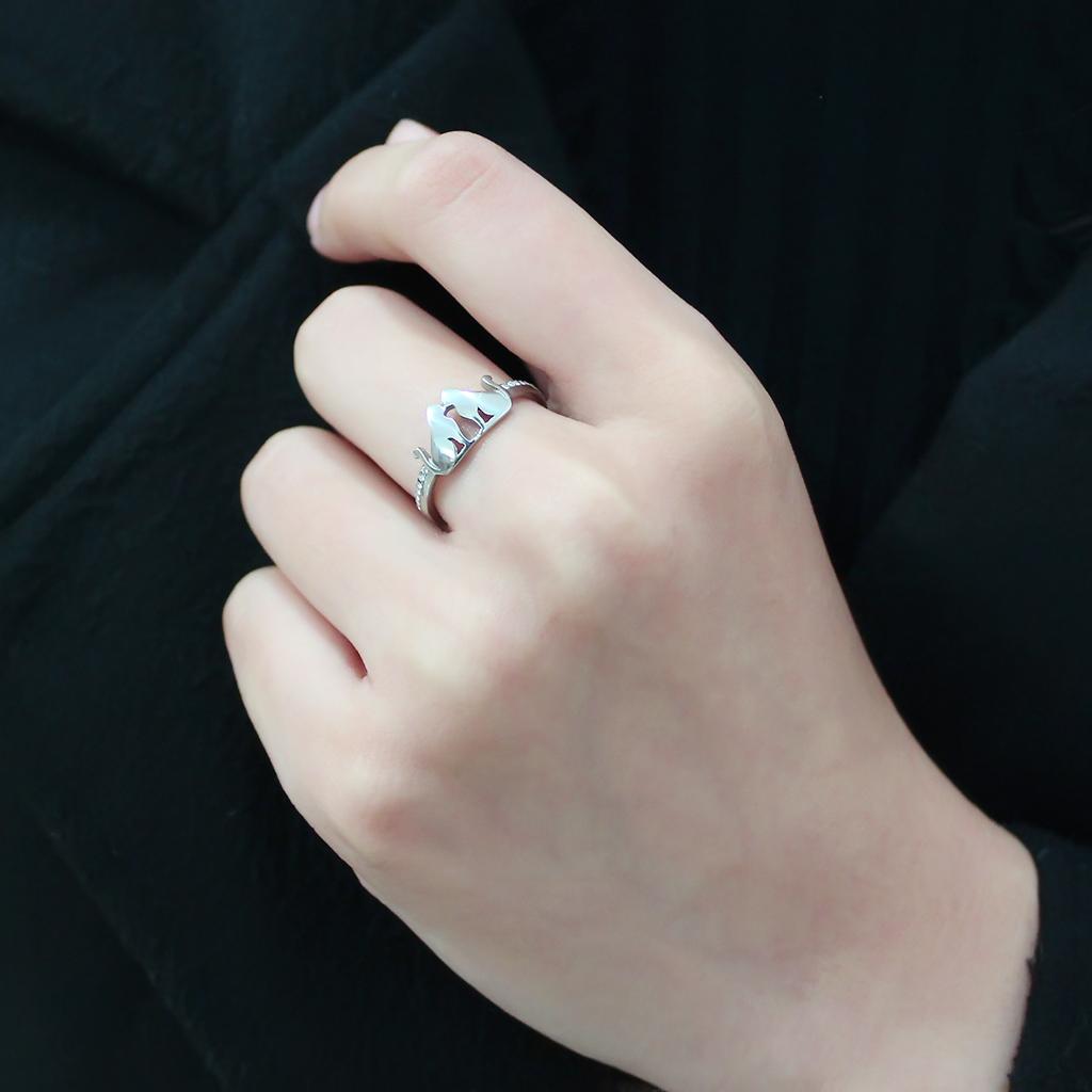 No Plating Stainless Steel Ring with AAA Grade CZ  in Clear