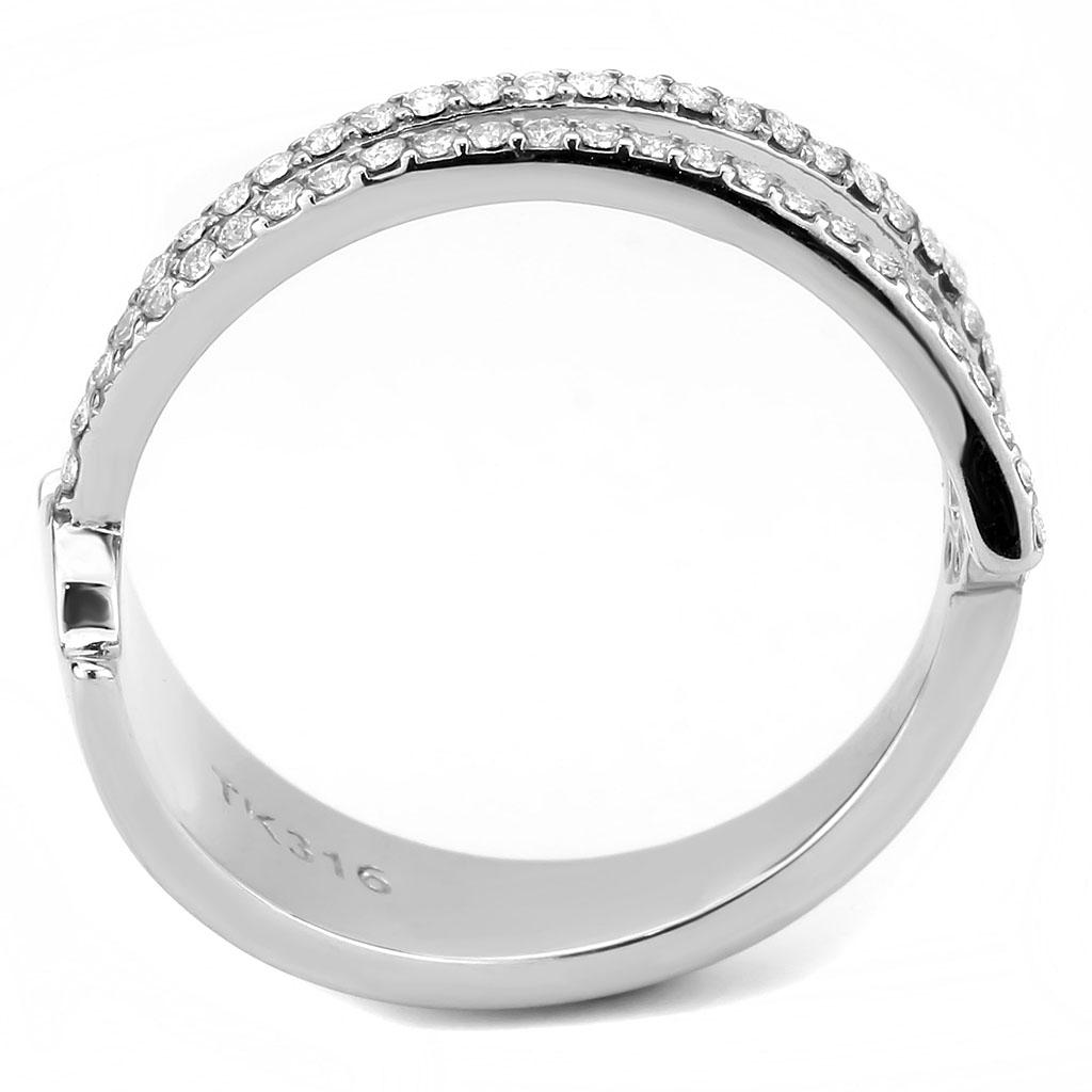 No Plating Stainless Steel Ring with AAA Grade CZ  in Clear