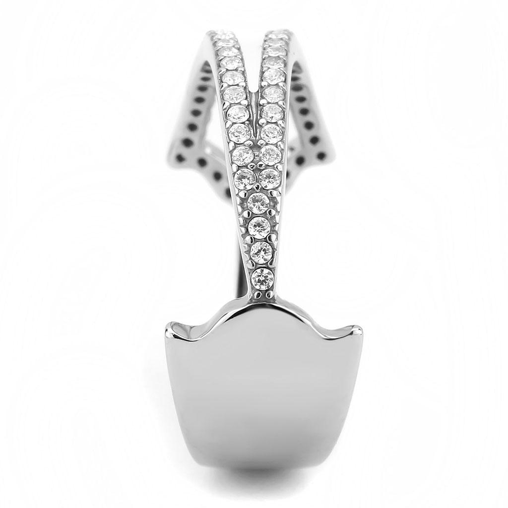 No Plating Stainless Steel Ring with AAA Grade CZ  in Clear