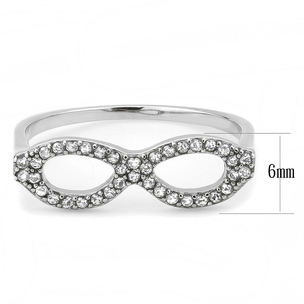 No Plating Stainless Steel Ring with AAA Grade CZ  in Clear