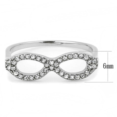 No Plating Stainless Steel Ring with AAA Grade CZ  in Clear