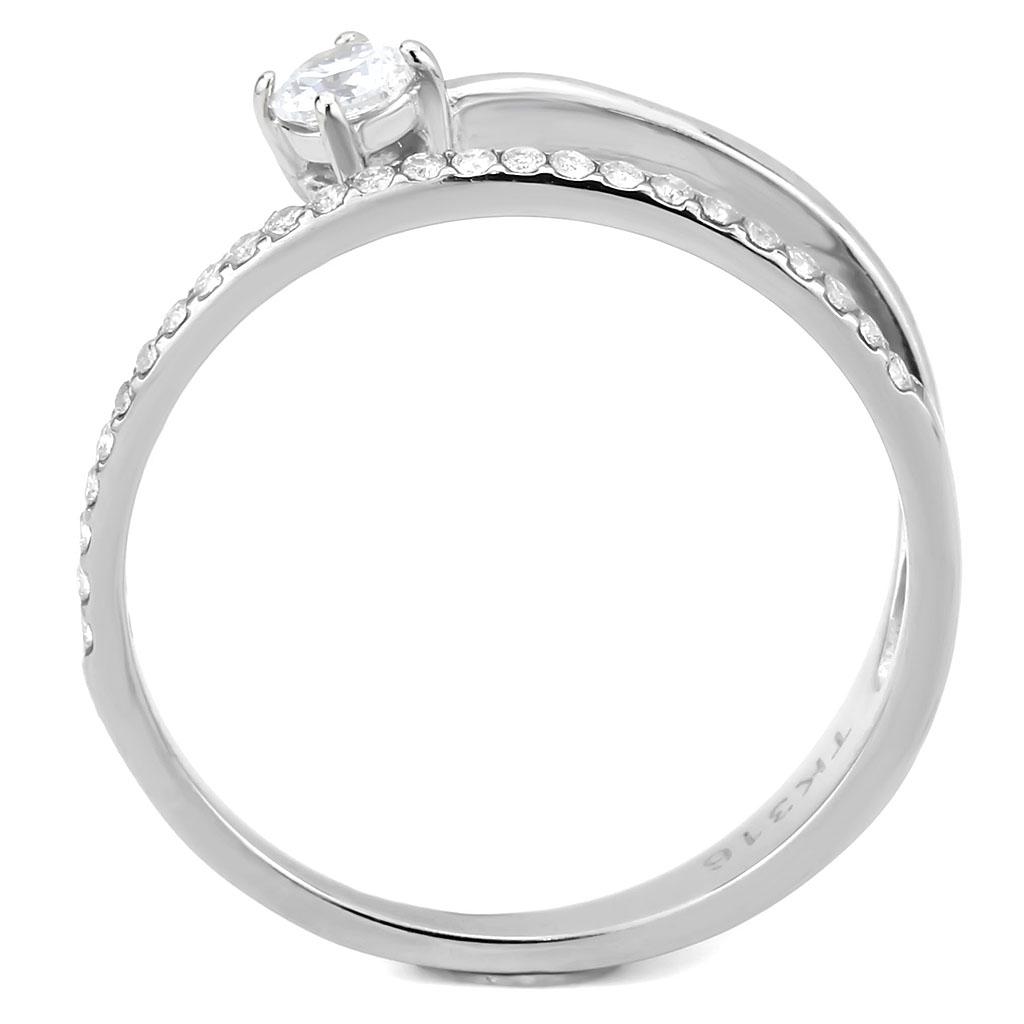 No Plating Stainless Steel Ring with AAA Grade CZ  in Clear