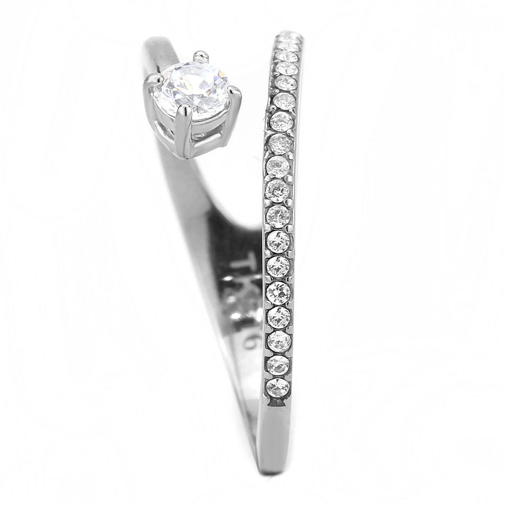 No Plating Stainless Steel Ring with AAA Grade CZ  in Clear