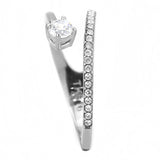 No Plating Stainless Steel Ring with AAA Grade CZ  in Clear