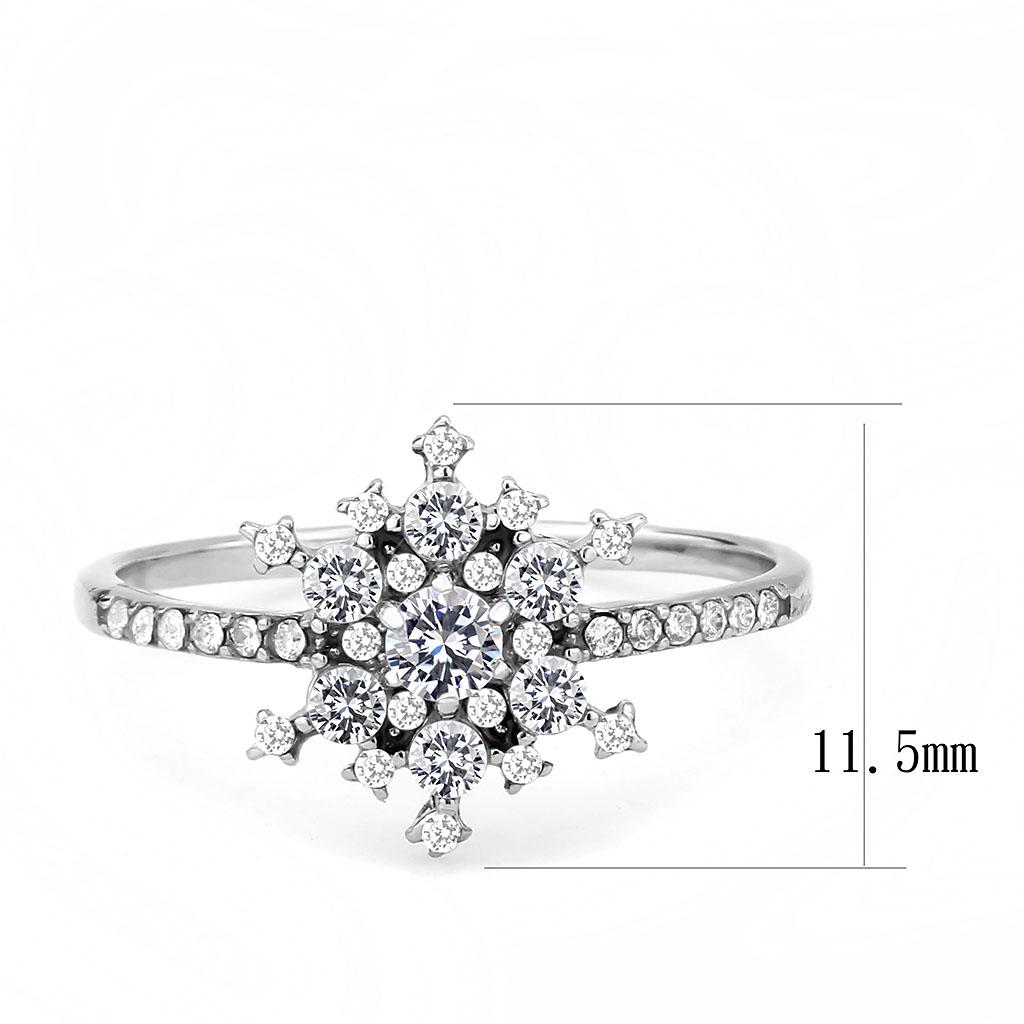No Plating Stainless Steel Ring with AAA Grade CZ  in Clear