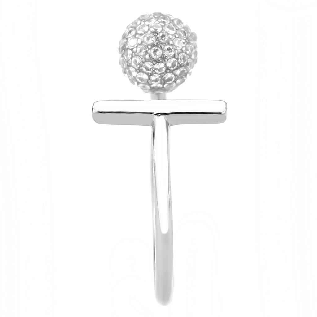 No Plating Stainless Steel Ring with AAA Grade CZ  in Clear