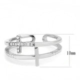 No Plating Stainless Steel Ring with AAA Grade CZ  in Clear