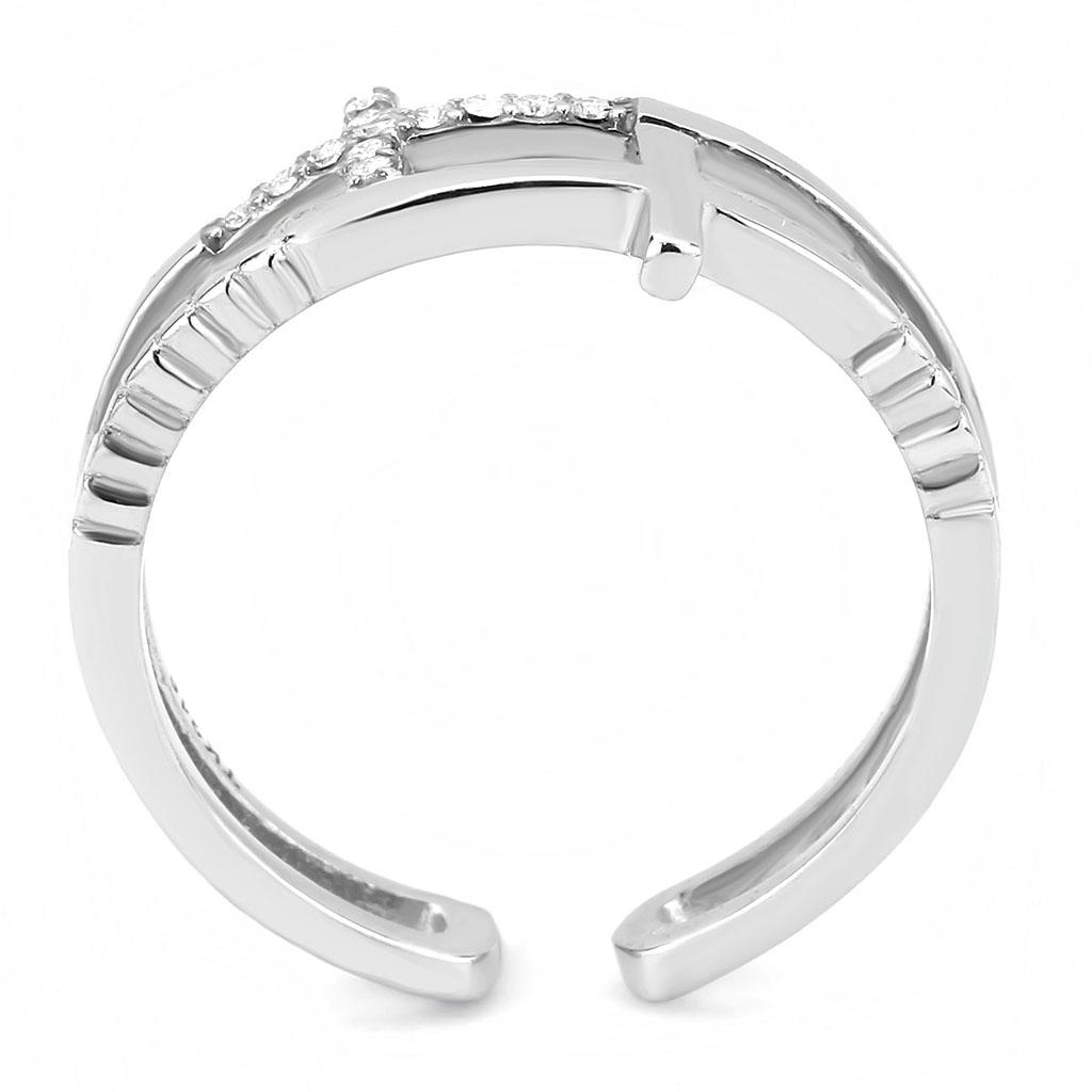 No Plating Stainless Steel Ring with AAA Grade CZ  in Clear