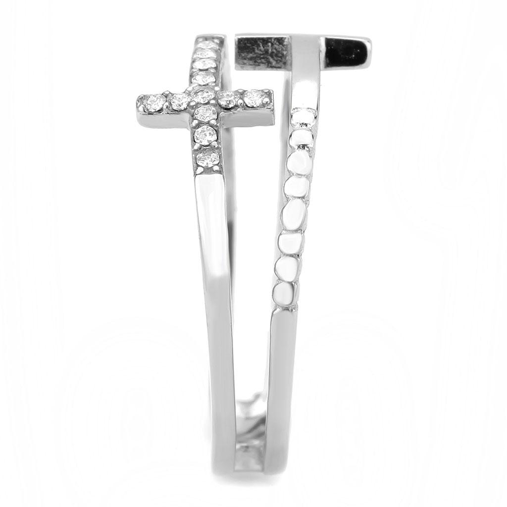 No Plating Stainless Steel Ring with AAA Grade CZ  in Clear