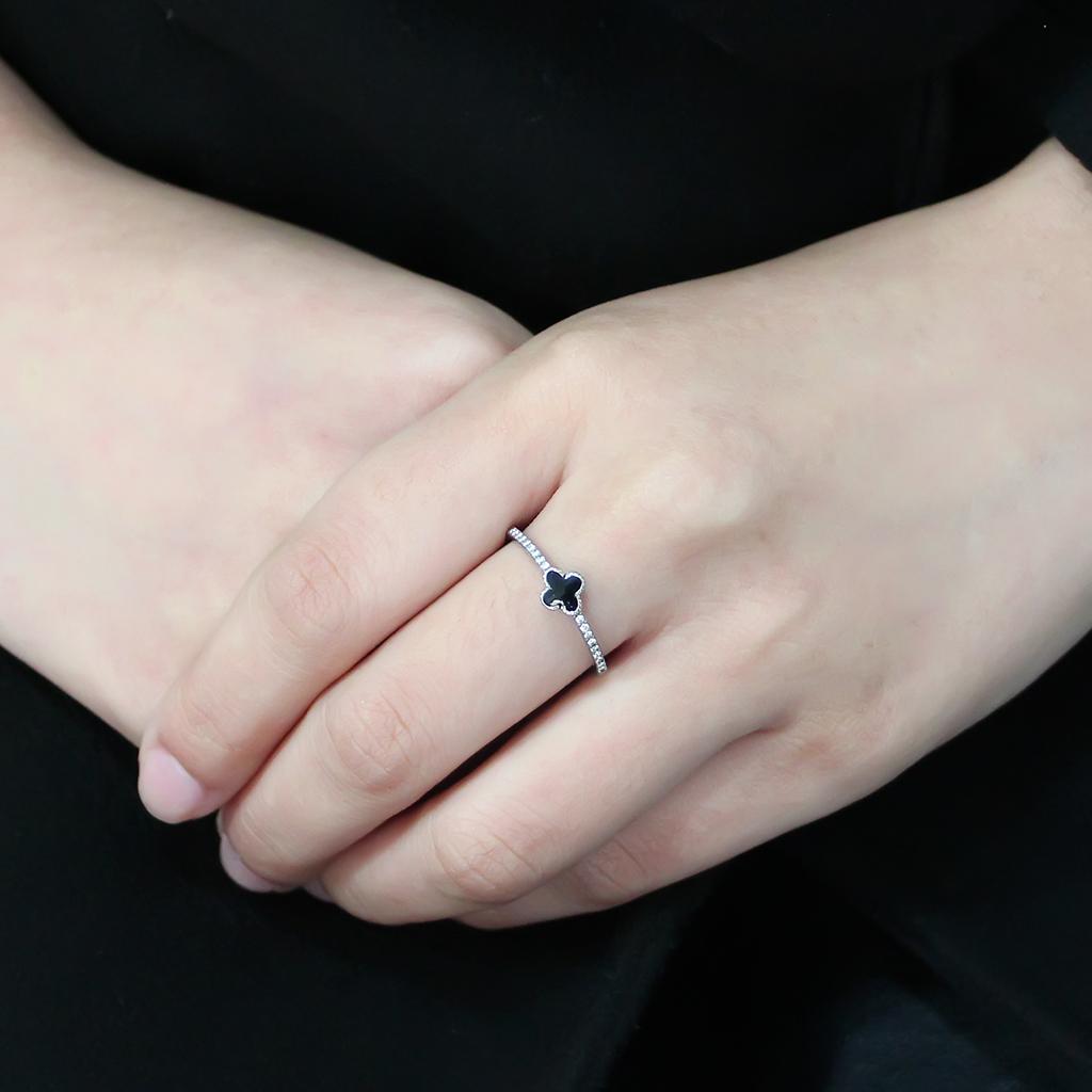 No Plating Stainless Steel Ring with Epoxy  in Jet