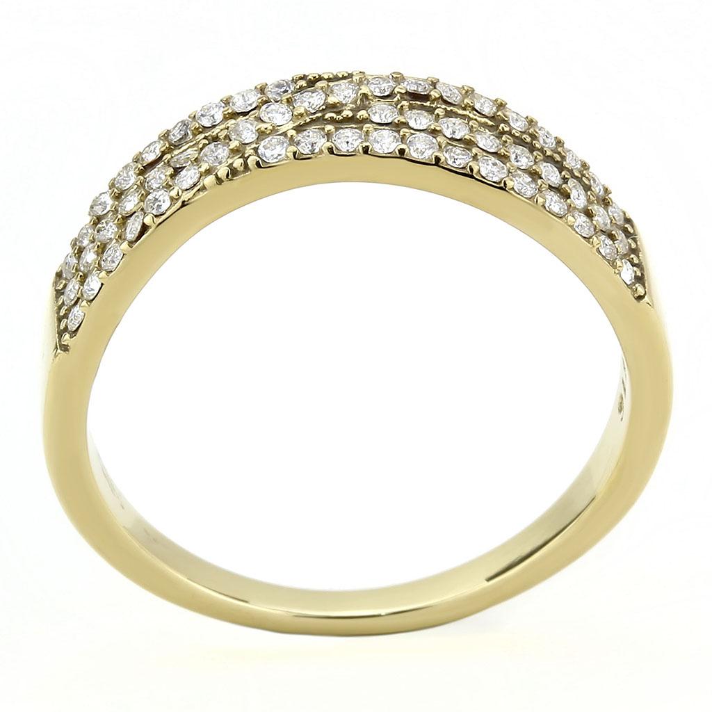 IP Gold(Ion Plating) Stainless Steel Ring with AAA Grade CZ  in Clear