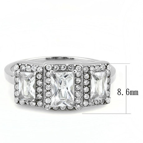 No Plating Stainless Steel Ring with AAA Grade CZ  in Clear