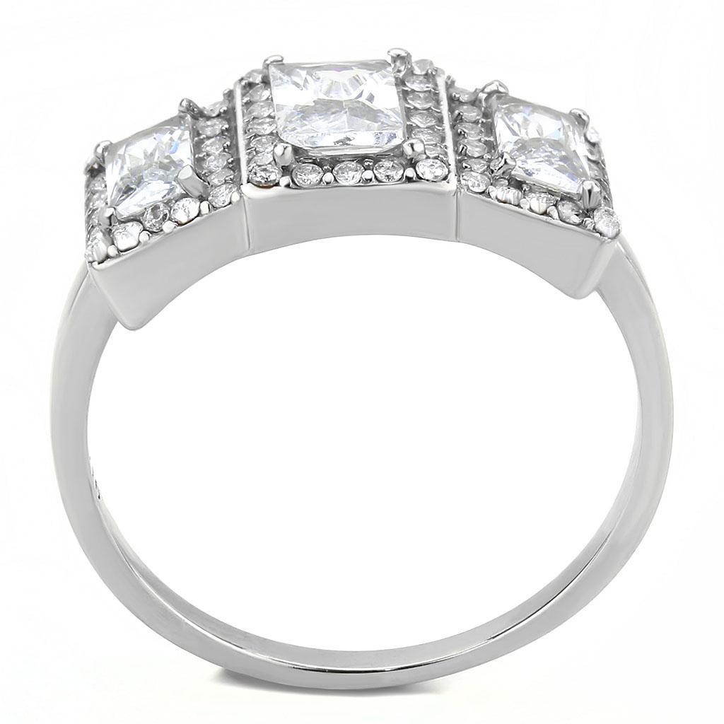 No Plating Stainless Steel Ring with AAA Grade CZ  in Clear