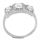 No Plating Stainless Steel Ring with AAA Grade CZ  in Clear