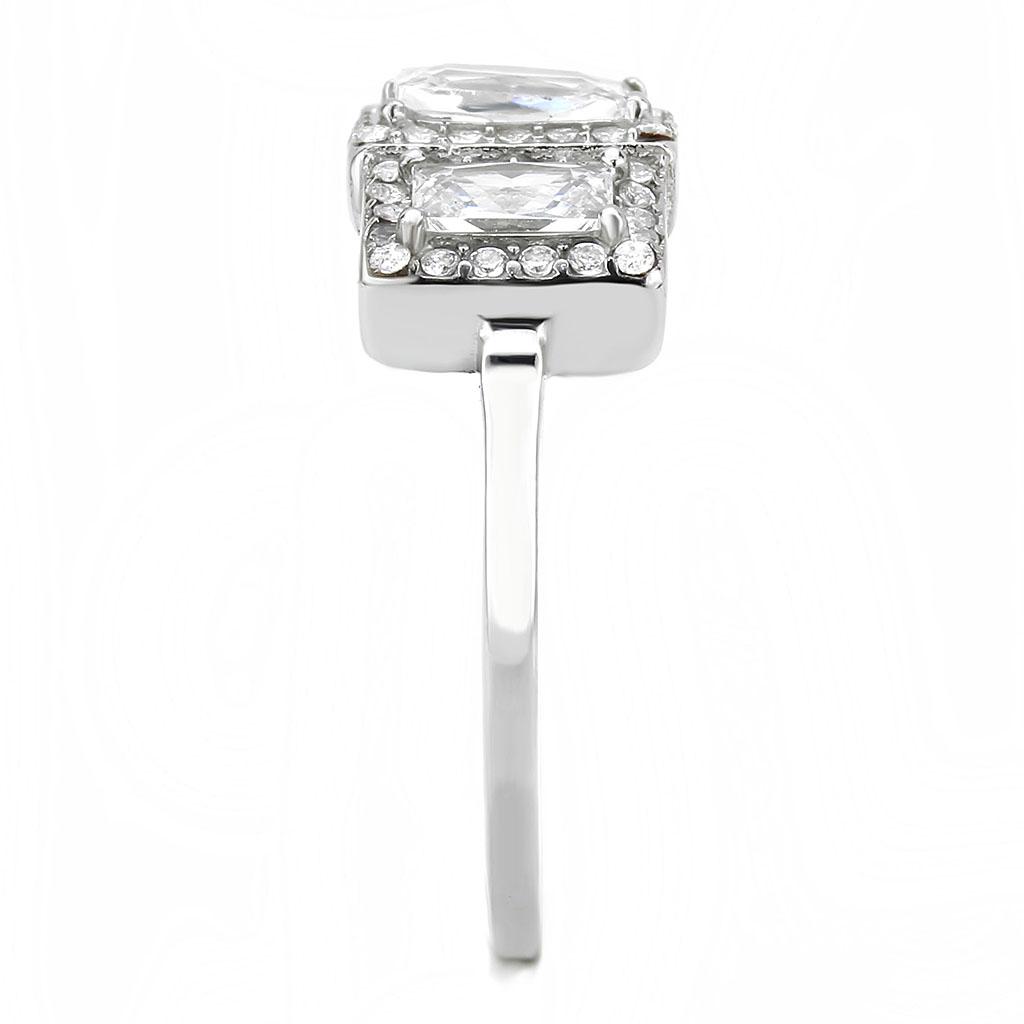 No Plating Stainless Steel Ring with AAA Grade CZ  in Clear