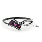 IP Black(Ion Plating) Stainless Steel Ring with AAA Grade CZ  in Fuchsia