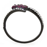 IP Black(Ion Plating) Stainless Steel Ring with AAA Grade CZ  in Fuchsia