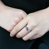 IP Black(Ion Plating) Stainless Steel Ring with AAA Grade CZ  in Fuchsia