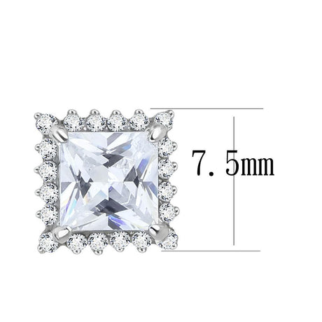 No Plating Stainless Steel Earrings with AAA Grade CZ  in Clear