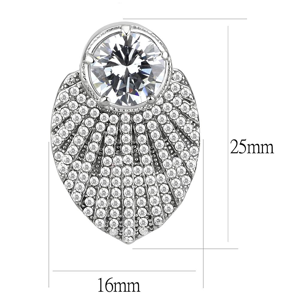 No Plating Stainless Steel Earrings with AAA Grade CZ  in Clear
