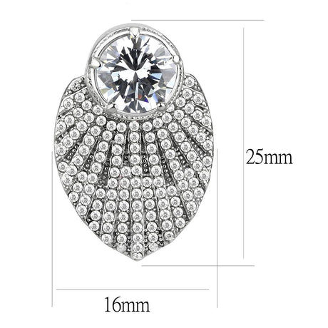 No Plating Stainless Steel Earrings with AAA Grade CZ  in Clear