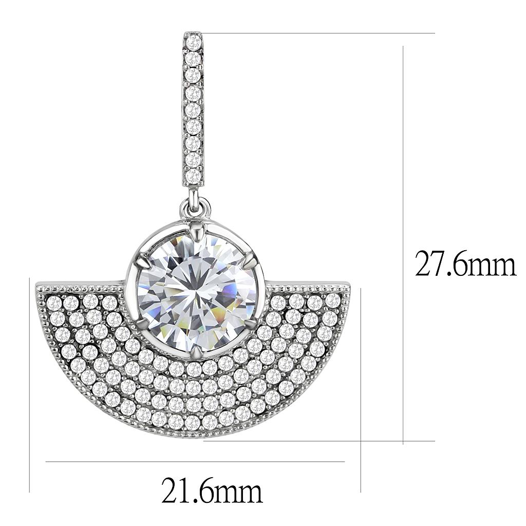 No Plating Stainless Steel Earrings with AAA Grade CZ  in Clear