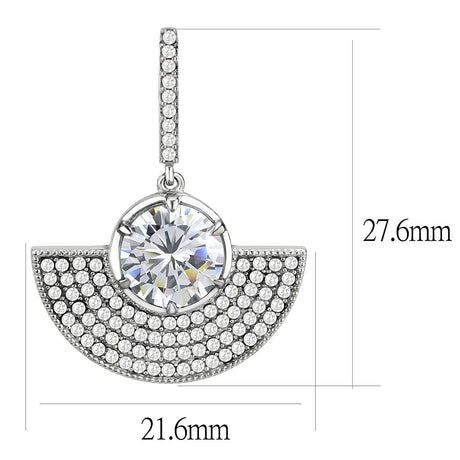 No Plating Stainless Steel Earrings with AAA Grade CZ  in Clear