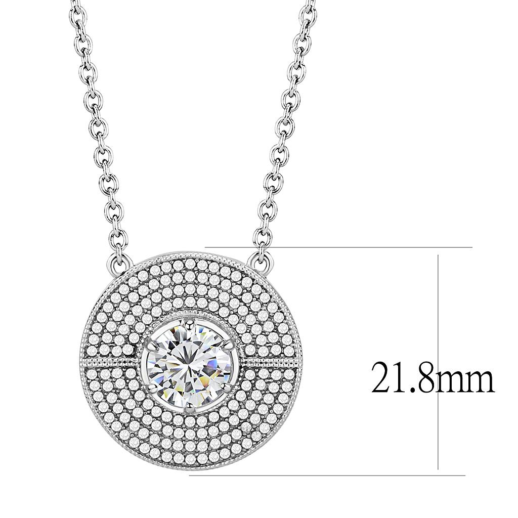 No Plating Stainless Steel Necklace with AAA Grade CZ  in Clear