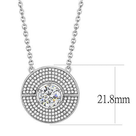No Plating Stainless Steel Necklace with AAA Grade CZ  in Clear