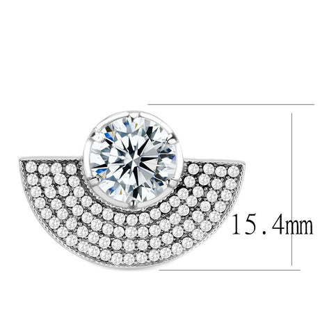 No Plating Stainless Steel Ring with AAA Grade CZ  in Clear