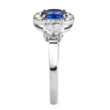 No Plating Stainless Steel Ring with Synthetic Spinel in London Blue