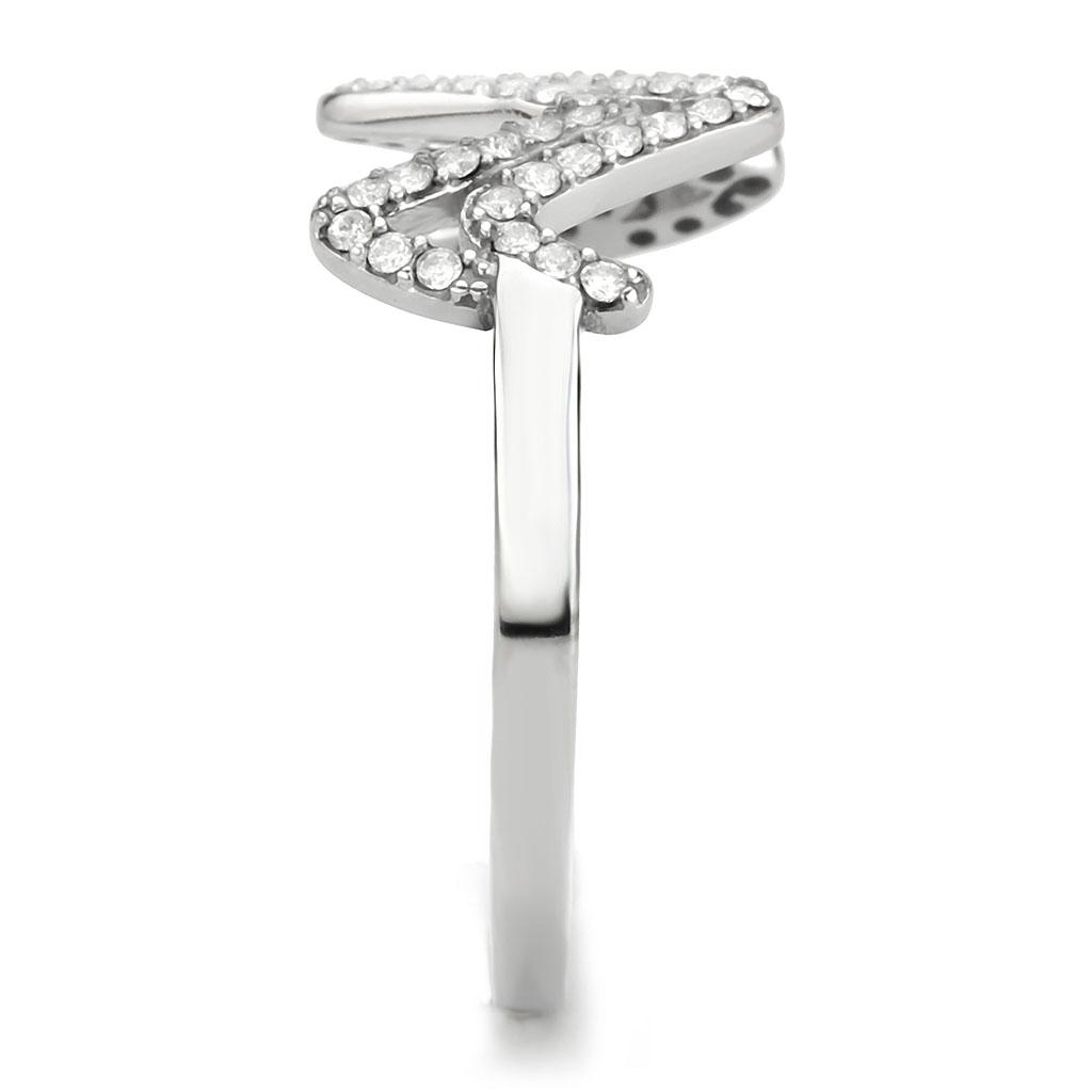 No Plating Stainless Steel Ring with AAA Grade CZ  in Clear