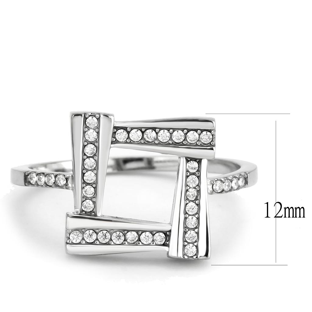 No Plating Stainless Steel Ring with AAA Grade CZ  in Clear